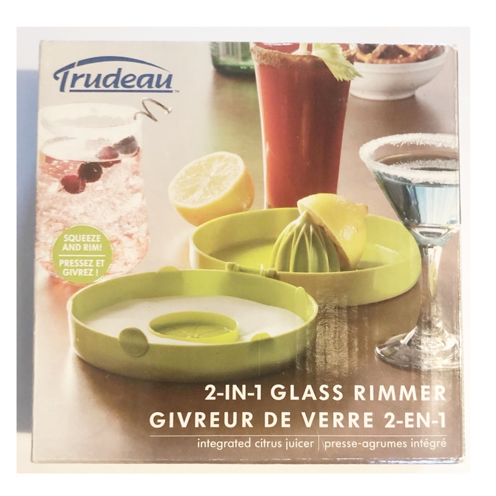 NIB Trudeau Glass Rimmer and Citrus Juicer